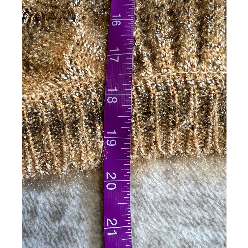 Cellabie Mustard Yellow Open Knit Cropped Sweater One Size Boho Festival Y2K - Picture 9 of 11